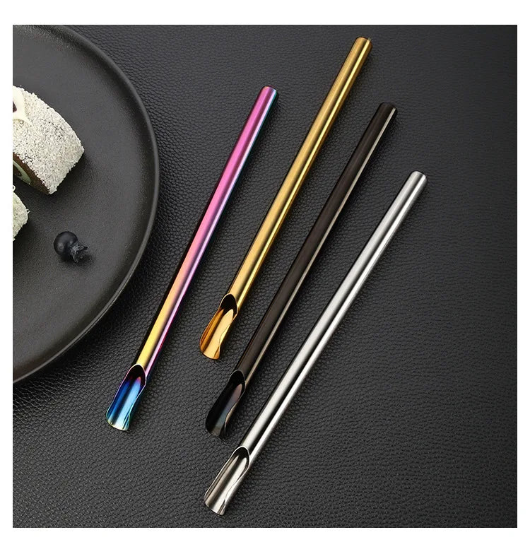 Reusable 12mm Stainless Steel Straw for Smoothies and Milkshakes Ice Cream Wide Metal Boba Straws Large Diameter Customized logo