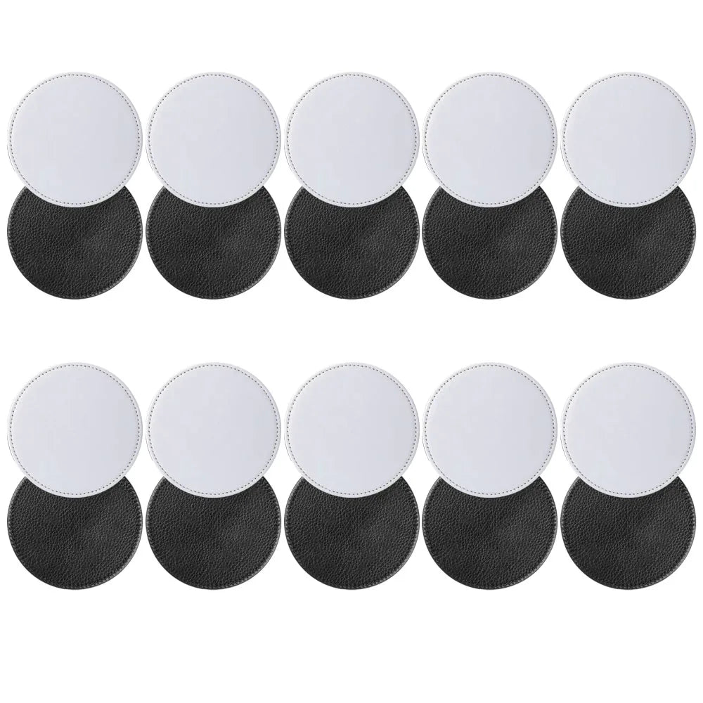 Special Price DIY Pattern High Quality Heat Press Sublimation Blank PU Leather Coaster Mug Pad