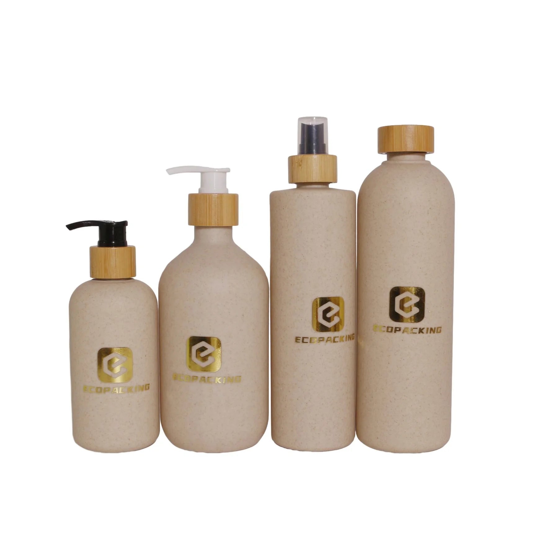 250ml 300ml 500ml Biodegradable Straw Wheat Bamboo Screw Lid Wheat Straw Bottle Bamboo Cosmetic Bottle