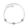 Silver S925 Bangle Luxury Four Leaf Clover Moissanite Total 0.6CT Bracelet Women's Wedding Jewelry Diamond Gift