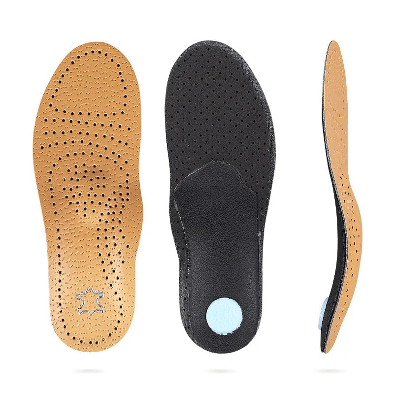 Orthotic Inserts Leather Arch Support Insoles with Metatarsal Pad for Shoes Plantar Fasciitis Relief