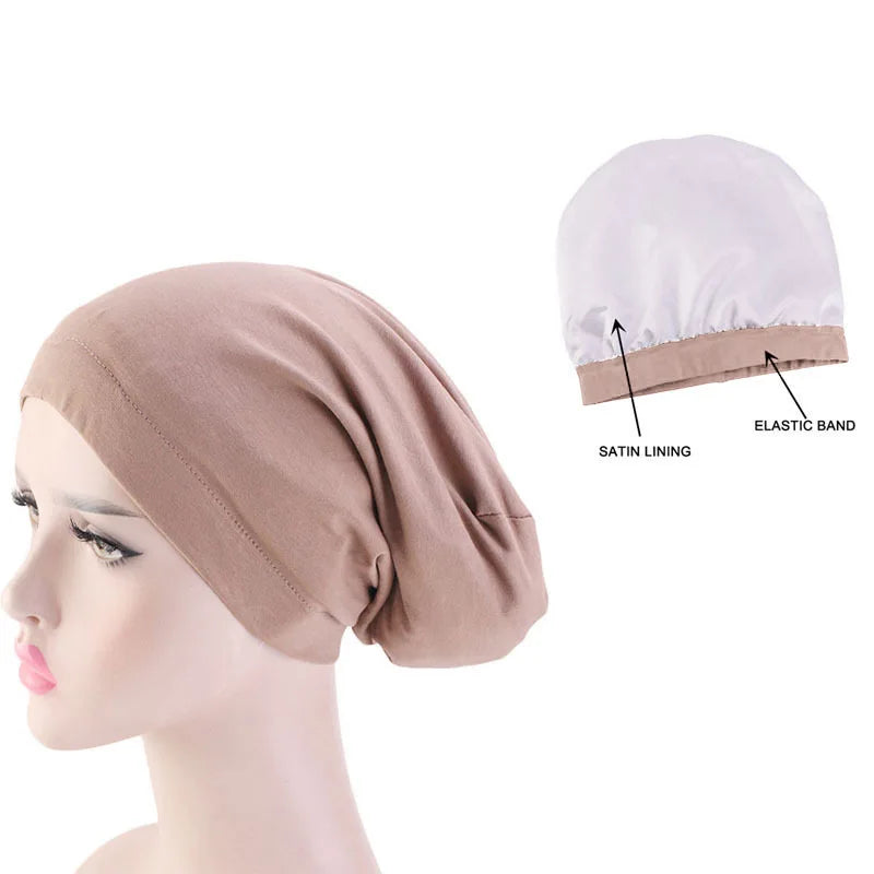 Wholesale Women Hair Bonnet With Elastic Band Night Cap Custom Caps logo