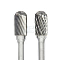 Type C Cylinder Ball Nose Rotary File Tungsten Carbide Burr with Single Double Cut 2.35 3 6mm Shank Grinding Bits Tools