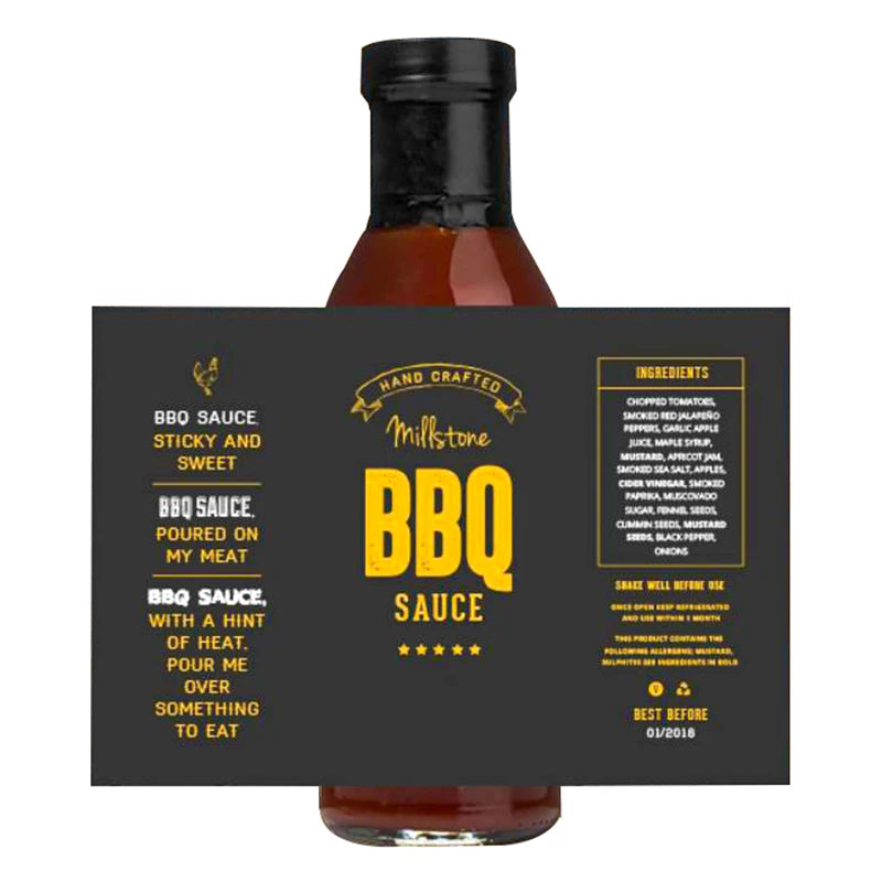 Custom Self Adhesive Glass BBQ Sauce Bottle Label Printing Waterproof Bottle Food Label for Barbecue Cooking Kitchen Products