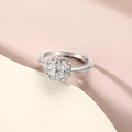 New Trendy Fine 925 Sterling Silver Heart Cut Zircon Women' s Four Leaf Clover Shaped Ring for Weeding Engagement Party Gift