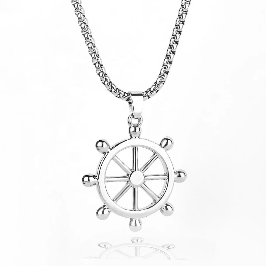 Punk Stainless Steel Necklace Personality Making Charms Necklace Pendant Rudder Necklace for Men