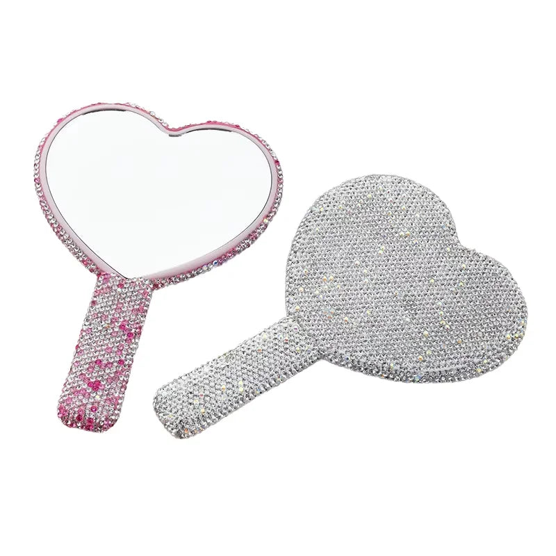 Customized Pocket Mirror Luxury Rhinestone Mirror Hand-held Makeup Mirror Foldable Portable