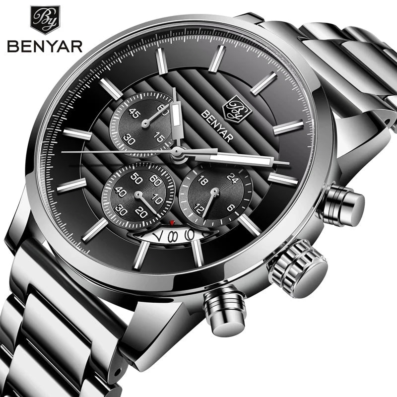 BENYAR Watch 5104 Hot Sale Casual Stainless Steel Watch Mens Business New Gift Waterproof Watches Men Wrist Reloj Hombre