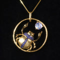 C8099 Abiding Wholesale Gold Plated Cute Insect Ladybug 925 Sterling Silver Genuine Moonstone Necklace Pendant Charm