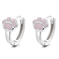 Factory Bear's Paw Children Cute Tiny Stud Earrings Enamel Jewelry White Gold Plated in 925 Silver Jewelry for Kids Little Girl