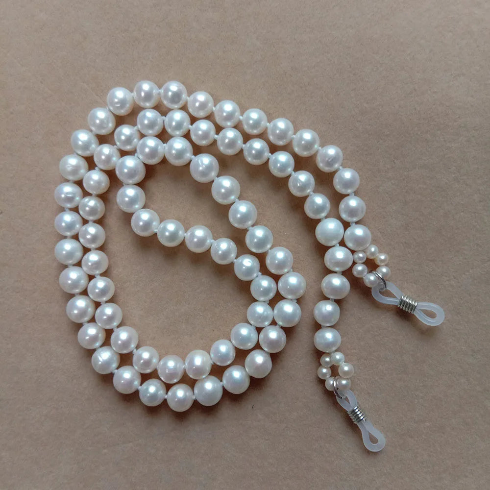Good Quality Eyewear Cord Necklace Made of Nature Freshwater Pearl With Round Pearl Good Gift for Woman Mini Pearl on Both End
