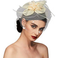 Wholesale Bridal Wedding Party Fascinators White Hats With Veil and Feather Tea Party Hats Wedding Tiara for Bride