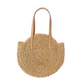 Summer Round Straw Women Vacation Woven Beach Shoulder Bag Large Capacity Hollow Out Simple Tote Bag