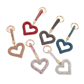 Lovely Rhinestone Love Heart KeyChain Women Handbag Bag Key Chain Pendant Metal Crystal Keyring for Gift