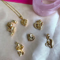 Jialin 24k Gold Plated Cheap Sand Gold Rose Flower Heart Shape Pendant Necklace Wholesale
