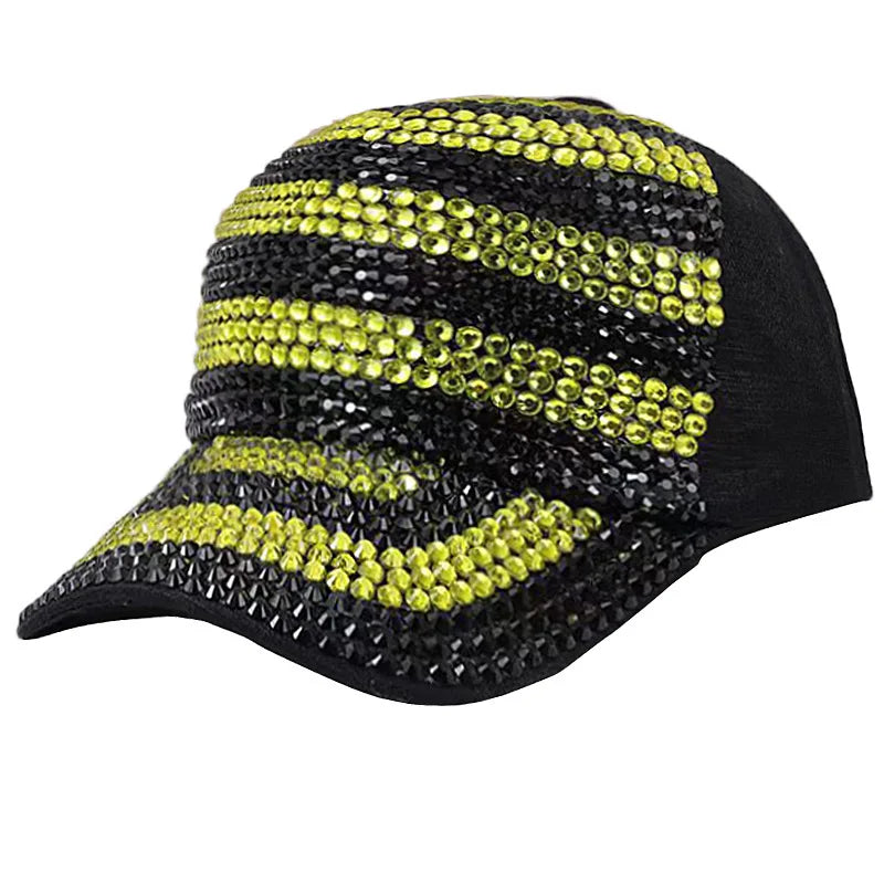 Sequined Rhinestone Pearl Diamonds Baseball Cap for Women Ladies Summer Hat Girl Hip Hop Hat Party Club Cap Bone