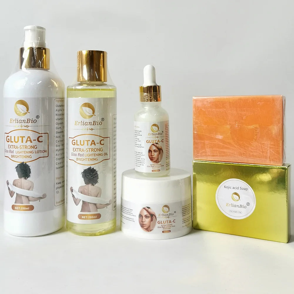 Natural Bleaching Lightening Glutathione Skin Whitening Set Skin Whitening Cream Soap Serum Lotion Skin Care Set