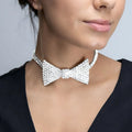 Luxury Rhinestone Bow Statement Choker Necklace for Women Vintage Crystal Bowknot Bridal Wedding Jewelry Gift for Prom Evening
