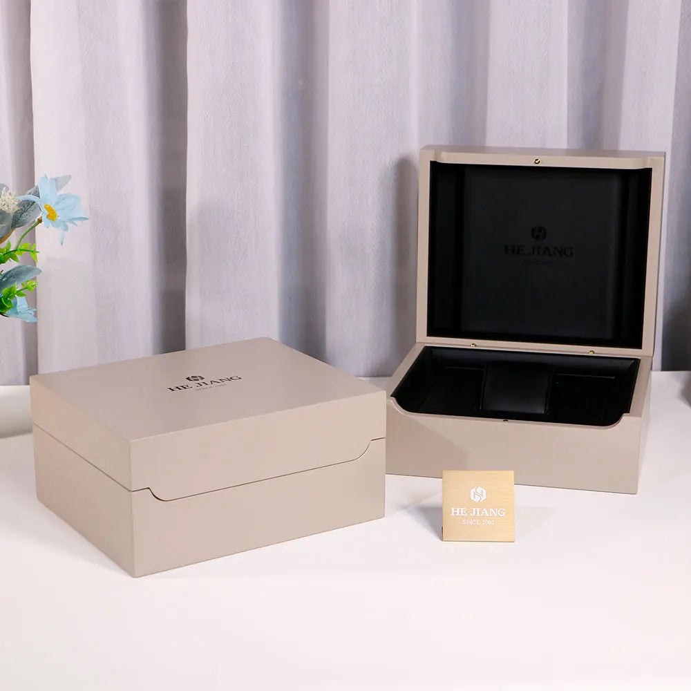 OEM Wholesale Custom Painting Watch Storage Box PU Leather Gift Wooden Luxury Watch Box with Beautiful Closing Line
