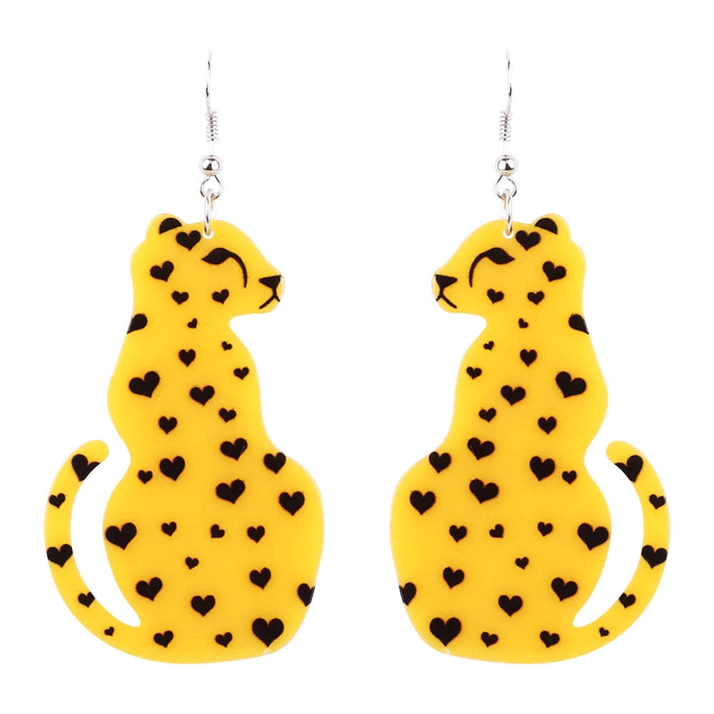 2024 Jewelry Trends Hip Hop Big Animal Pendant Drop Earrings Yellow Black Love Spots Leopard Acrylic Resin Women's Anniversary