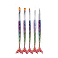 Hot Selling Plastic Handle Mermaid Dazzle Colored Nail Art Brush Set With Dorting Micro Nail Art Brushes