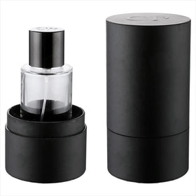 Cylinder Perfume Collect Packaging 50ml Black Magnetic Cap Perfume Bottle with Custom Black Manual Box