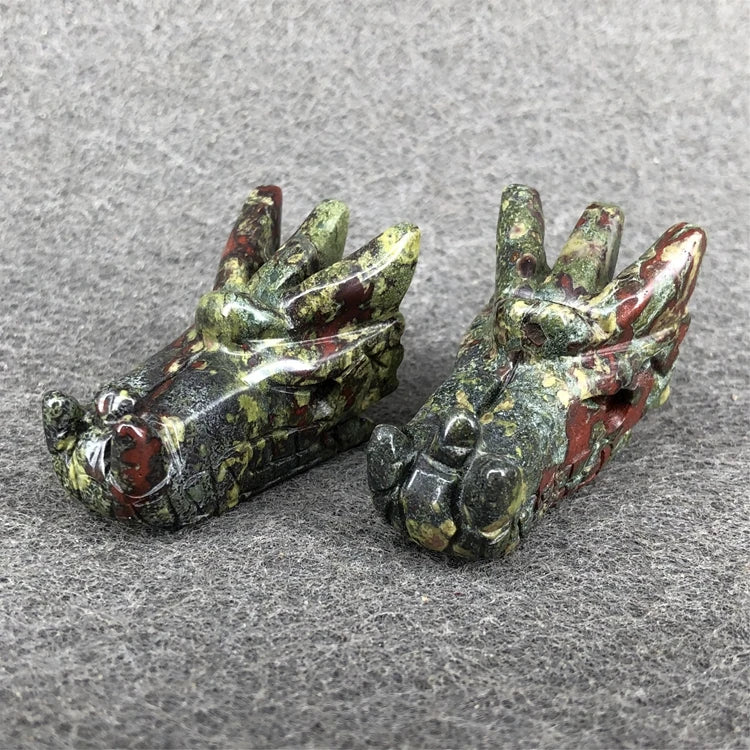 Diy 2" Dragon Blood Crystal Dragon Head Skulls Statue Figures Gemstone Dragon Skulls Sculpture