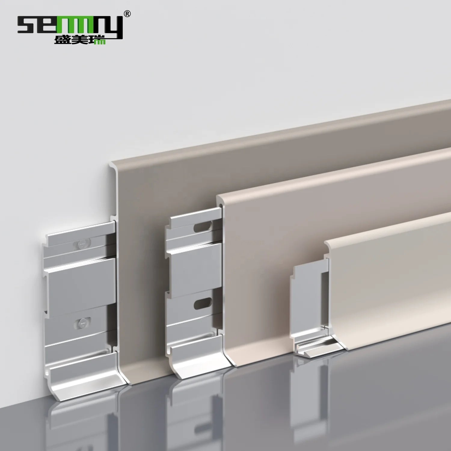 Modern Design High Quality Aluminum Alloy Floor Baseboard ISO9001 Certified 5-Year Warranty Skirting Board with Curve