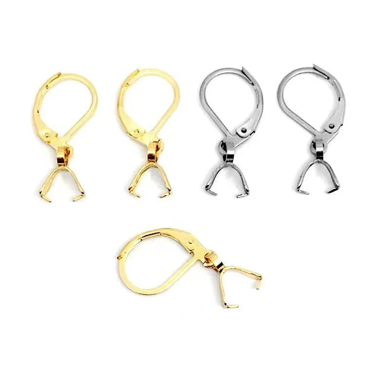 Hypoallergenic Stainless Steel Gold Earring Hooks DIY Pinch Bail Clasps for Stud Earrings French Pendant Leverback Clasps