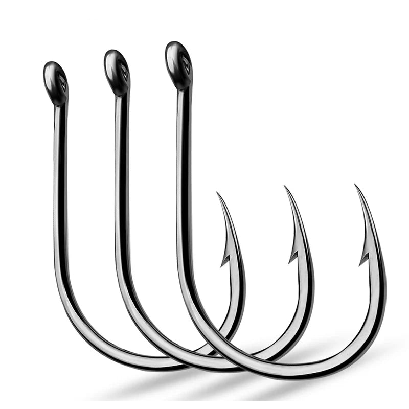 WEIHE 3#-15# 100pcs/box Fishing Hook High Carbon Steel Barbed Hooks for Saltwater and Freshwater