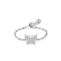 Hot Selling Popular Women Fine Jewelry Rings S925 Sterling Silver Zirconia Adjustable Charm butterfly Ring