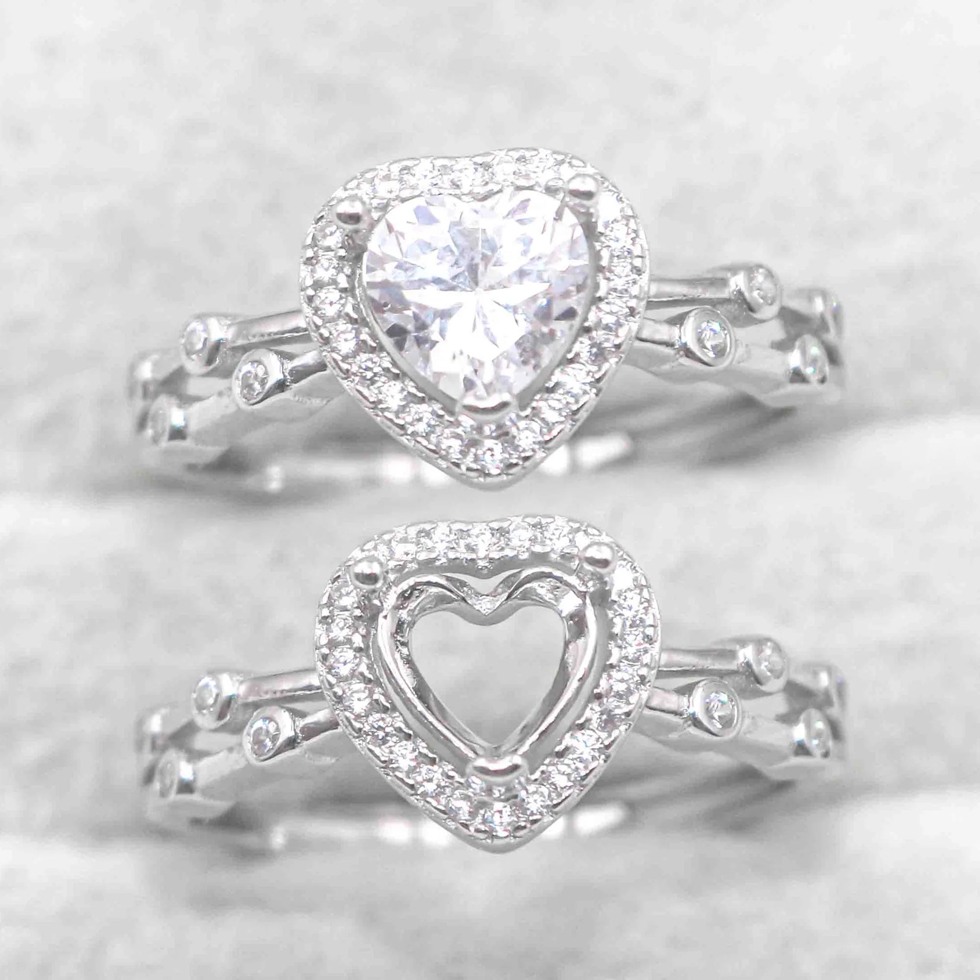 Semi Mount 5*5/6*6mm Sterling Silver Ring Heart Shape Empty Frame Blank Support Setting S925 Base Without Center for DIY Inlay