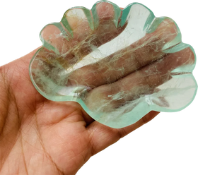Wholesale Natural Healing Energy Crystal Fluorite Bowl Green Fluorite Carved Shell Bowl