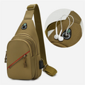 Tactical Men's Nylon USB Charging Shoulder Bag Waterproof Anti-Theft Sling Pack for Travel Hiking & Daily Use Fashion Style