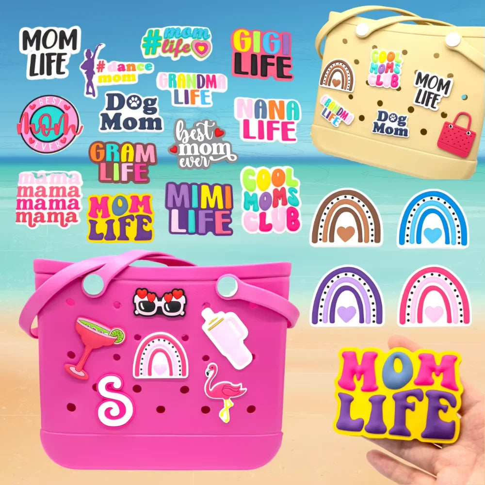 Tote Beach Letters Numbers Charms Pvc Large Big Size Roses Flowers Rubber Custom Bag Charms