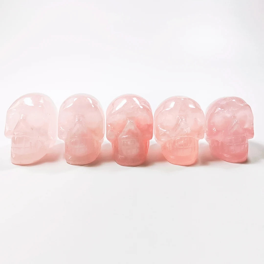Huiying Cheap price hand made natural rose quartz paperweight crystal 2 inch skulls for decoration Crafts