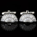 Men's Alloy Crystal Fan Cufflinks with Tie Clip Elegant Shirt Accessory Set for Parties Wedding Engagement Anniversary Gift Idea