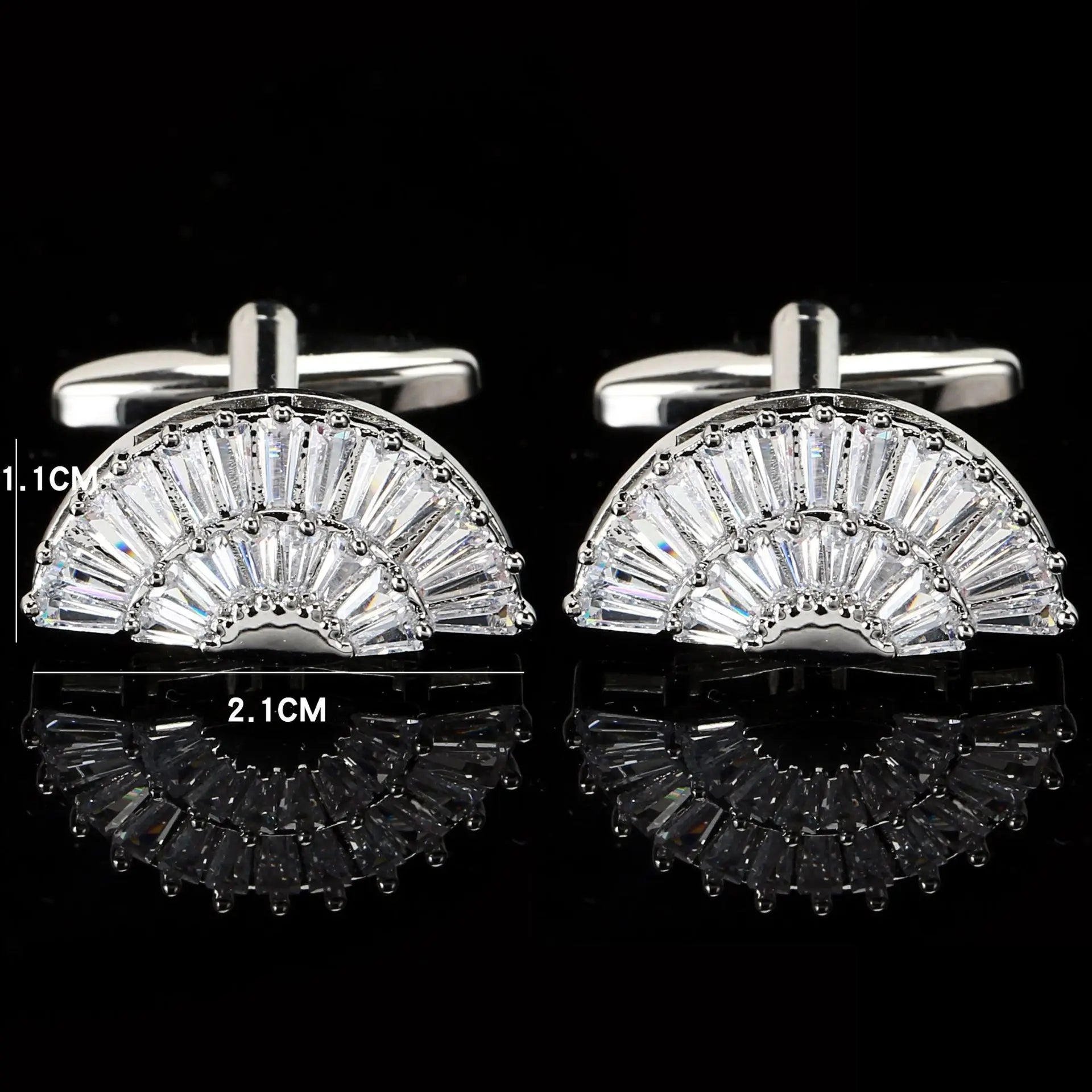 Men's Alloy Crystal Fan Cufflinks with Tie Clip Elegant Shirt Accessory Set for Parties Wedding Engagement Anniversary Gift Idea