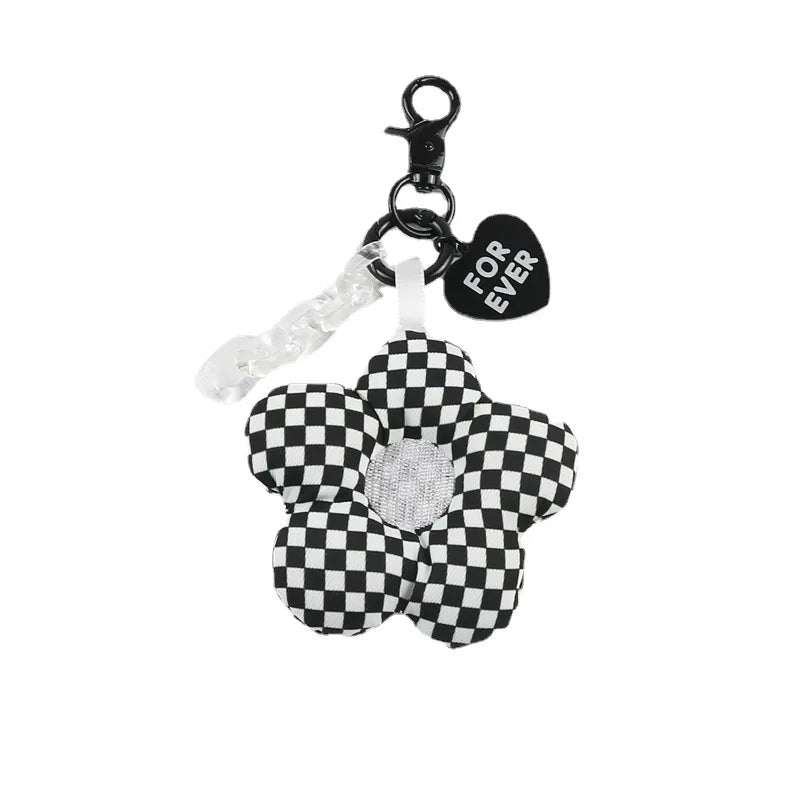 Cute Flower Keychains for Women Plush Flower Keyring Accessories for Car Keys Backpacks Charm Pendant Girls Gift for Friends
