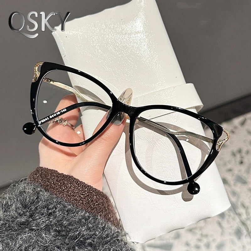 2025 Fashion Luxury Woman Reading Glasses Cat Eye Blue Light Blocking Fashion Metal Cat Eye Anti Blue Light  Glasses for Women