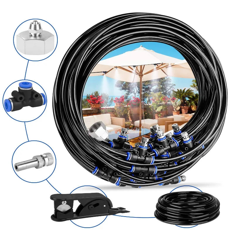 5-20M Outdoor Water Misting Spray Cooling System Brass Nozzle Wet Fog Garden Nebulizer Summer Sprinkler Water Cooling Sprayer