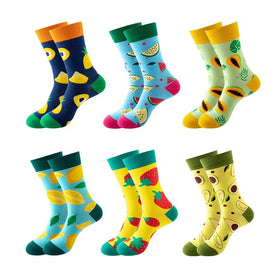 Wholesale Funky Cotton Crew Socks with Avocado Pineapple Pattern Novelty Funny Fruit Design for Women Men Casual Casual Socks
