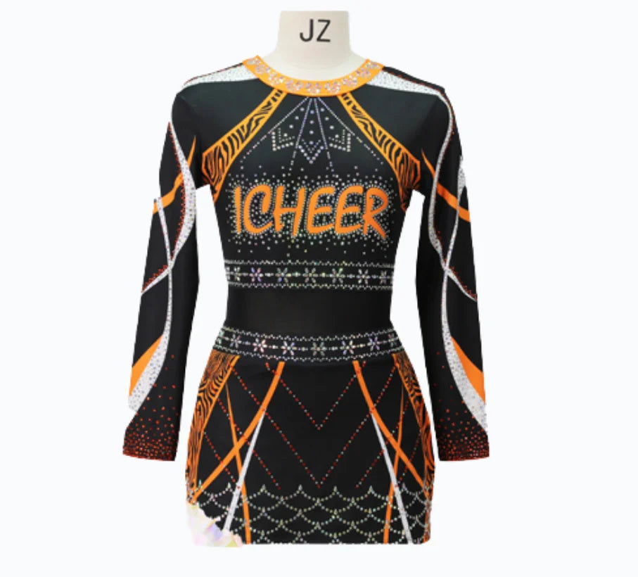 Custom Design Rhinestone Cheerleading Uniform Sets for Youth & Adults Sideline Cheer Uniforms Unisex Spandex/Polyester