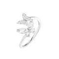 Cute Fashion Double Butterfly Ring Crystal Zirconia Summer Jewelry Adjustable Resizable 925 Silver Ring for Girls Women