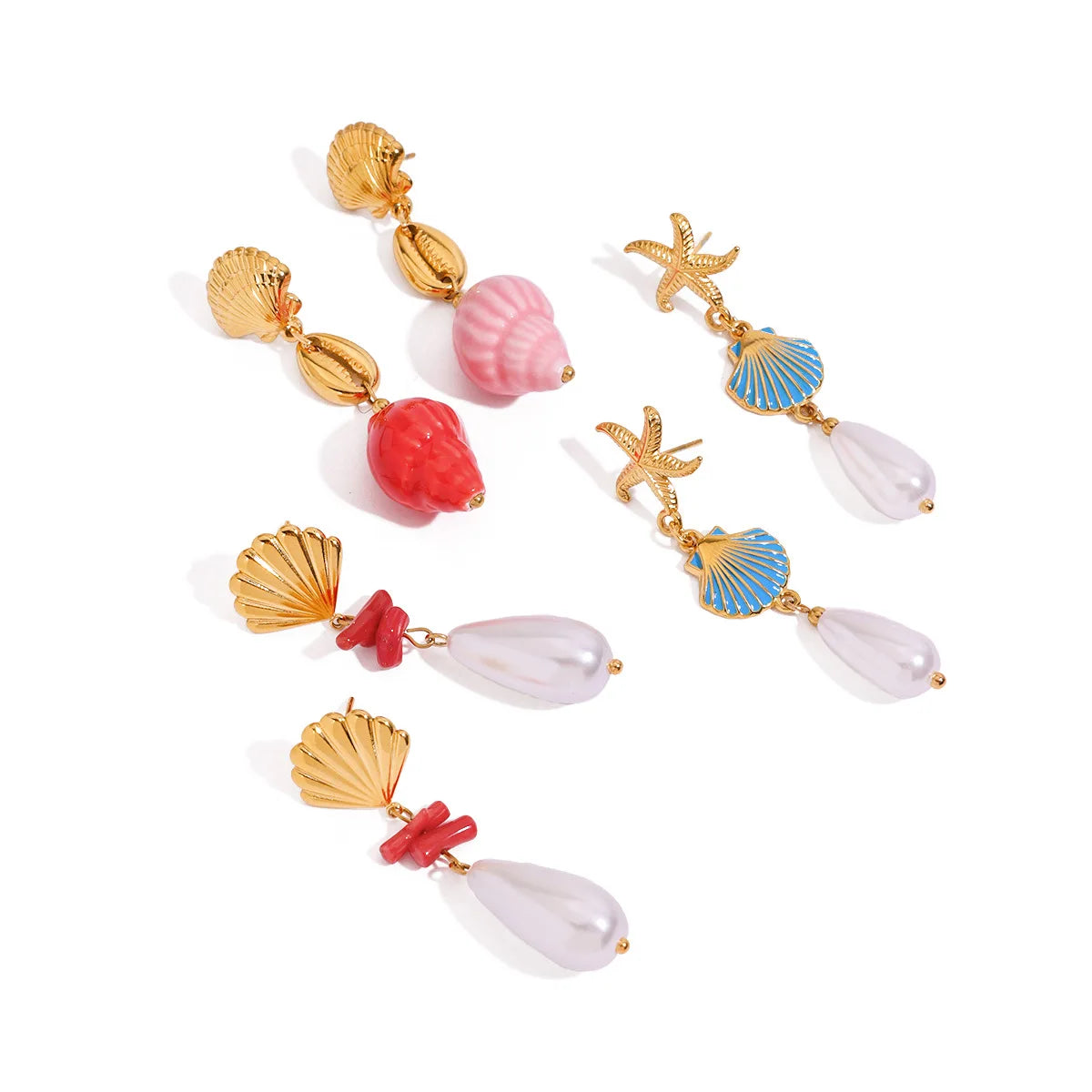 ERESI New Arrivals Ocean Shell Drop Earrings Stainless Steel 18K Gold Plated Drop Earrings for Women Summer Beach Jewelry
