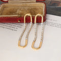 Exaggerated Fashion Stainless Steel Long Tassel Gold Plated Les Boucles D'oreilles Acier Inoxydable Zircon Earrings for Women