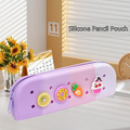 Custom Logo Croc Hole Silicone Pencil Case Back to School Stationery Kids Creative Cute DIY Pen Bag Multifunction Storage Pouch