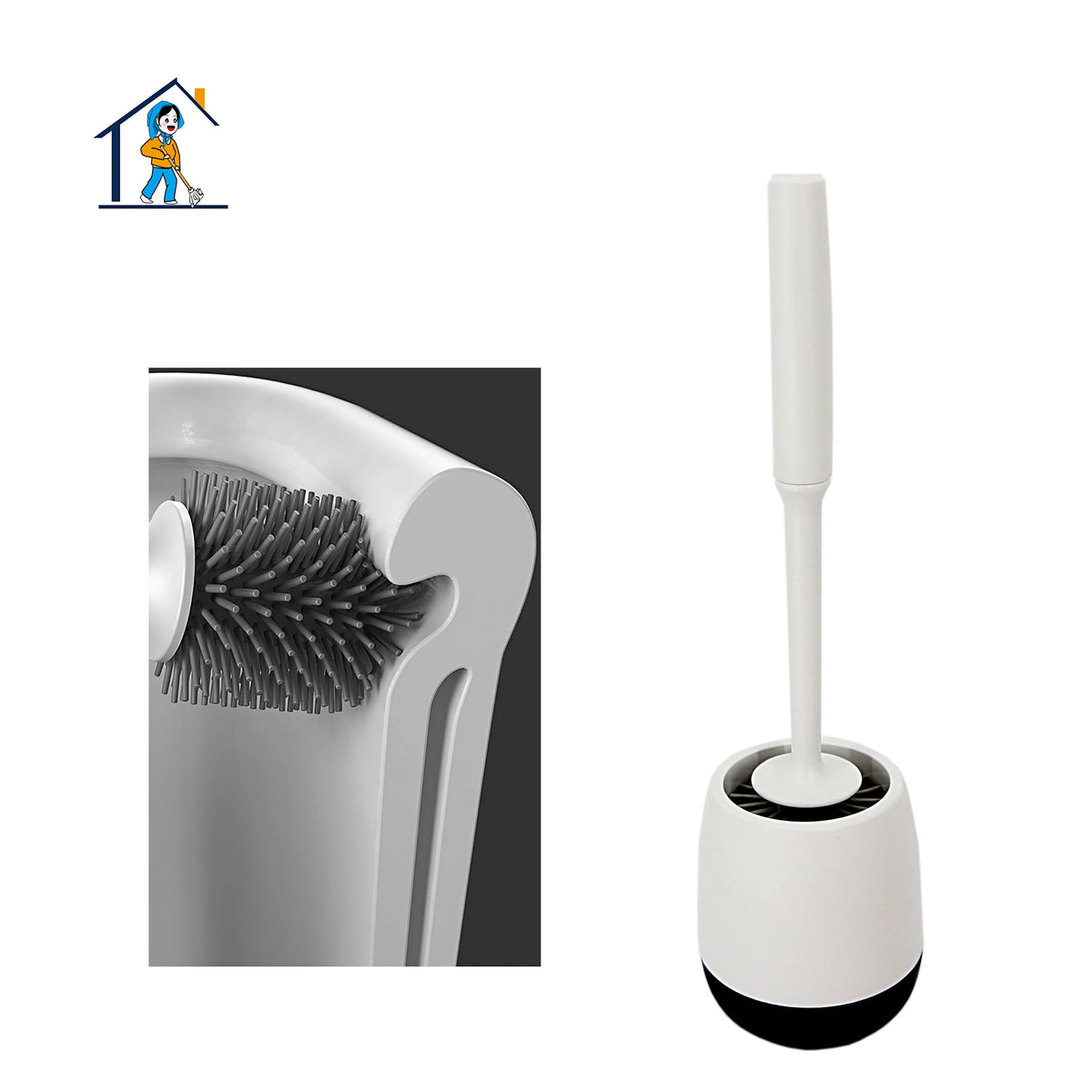 New Design with Minimalist Style Factory Soft Plastic TPR Silicone Round Scrub Toilet Brush With Holder MegaBDM