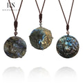 Hand Carved Flash Labradorite Necklace Natural Stone Animal Carving Pendant Wolf Horse Lion Trendy Jewelry