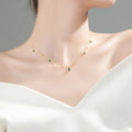 Fashion Jewelry 925 Sterling Silver Multiple Green Emerald White Zircon Water Drop Diamond Gold Plated Necklaces for Women